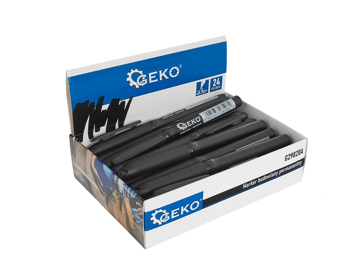 Permanentní stavební fix – výstavní karton 24 ks, 24 × 1728 mm – GEKO 5