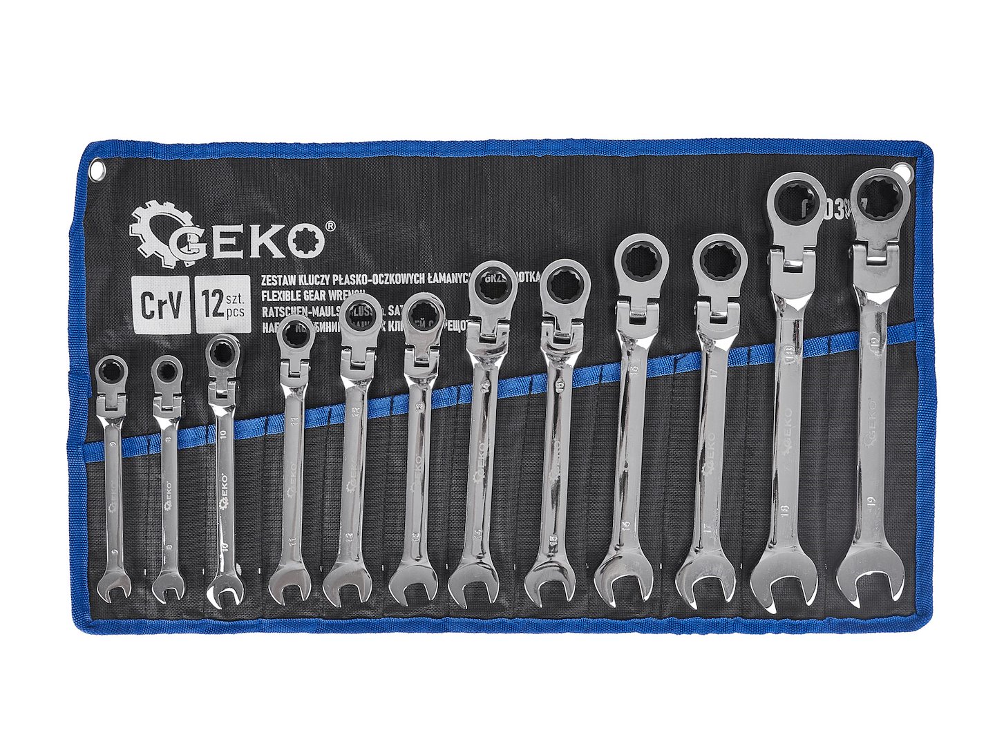 Sada plochých a okových klíčů s ráčnou 12 ks 819 mm – Geko 2