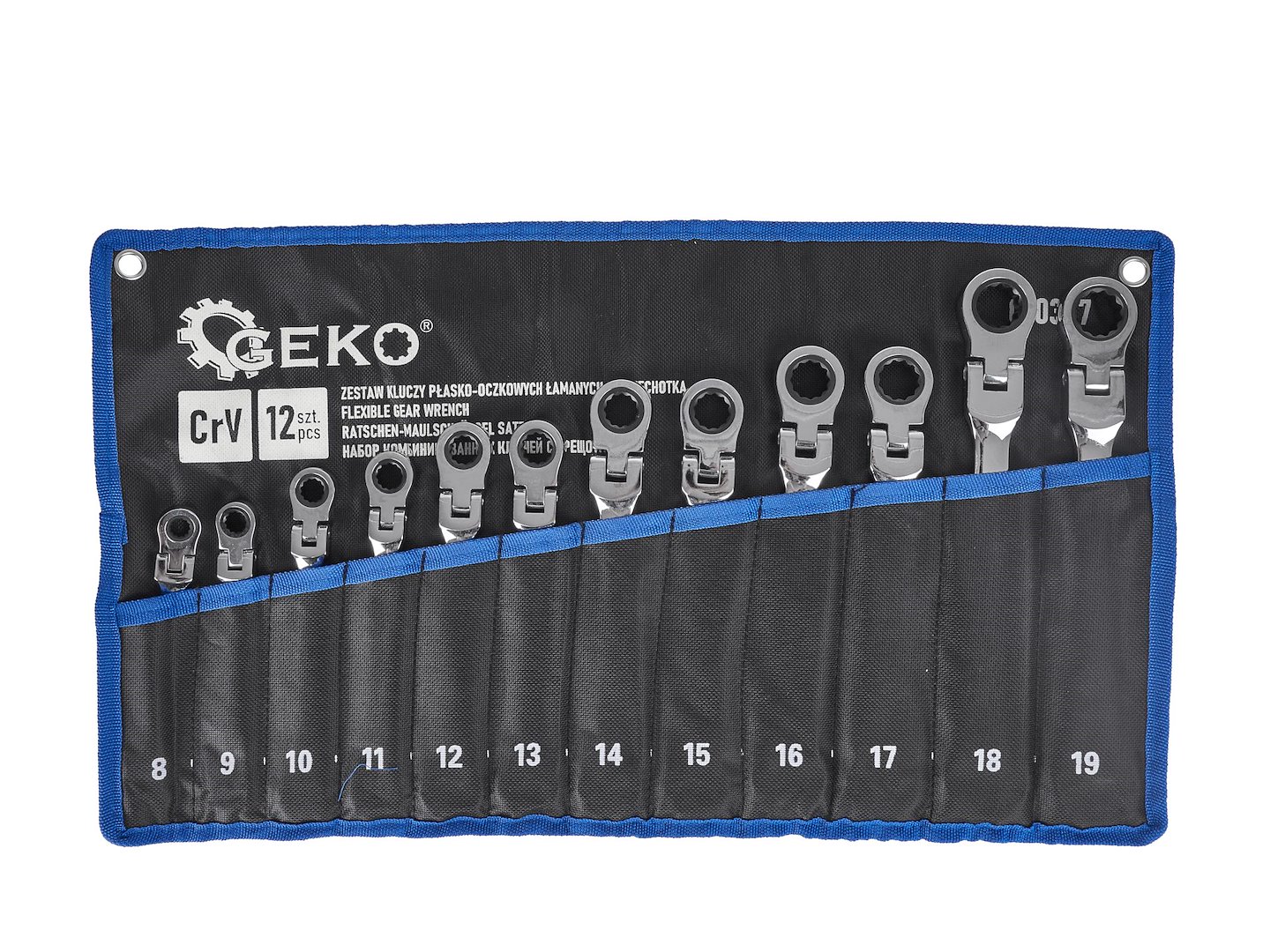 Sada plochých a okových klíčů s ráčnou 12 ks 819 mm – Geko 4