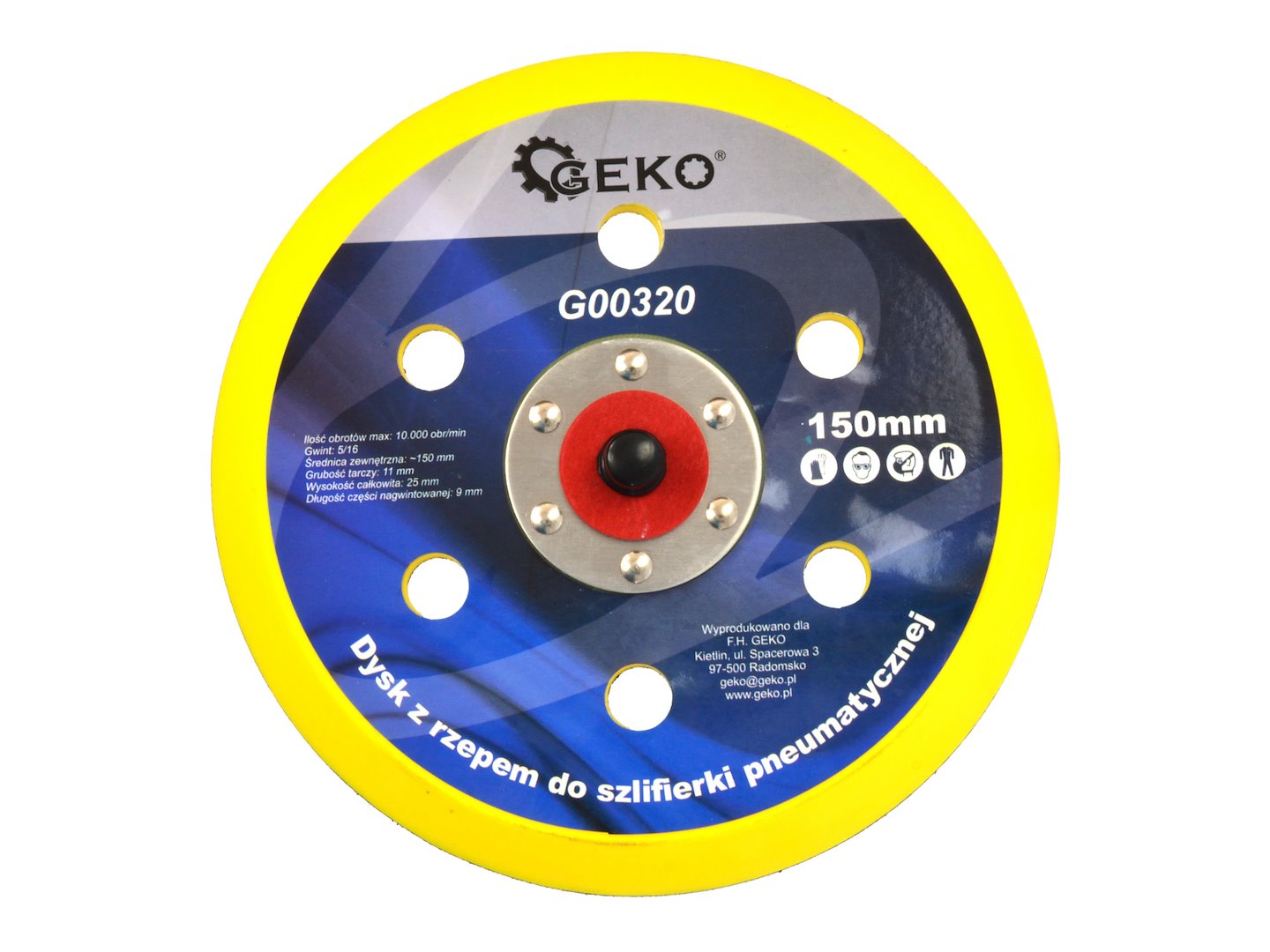 Disk s suchým zipem pro pneumatickou brusku 150 mm Geko — Celkový pohled