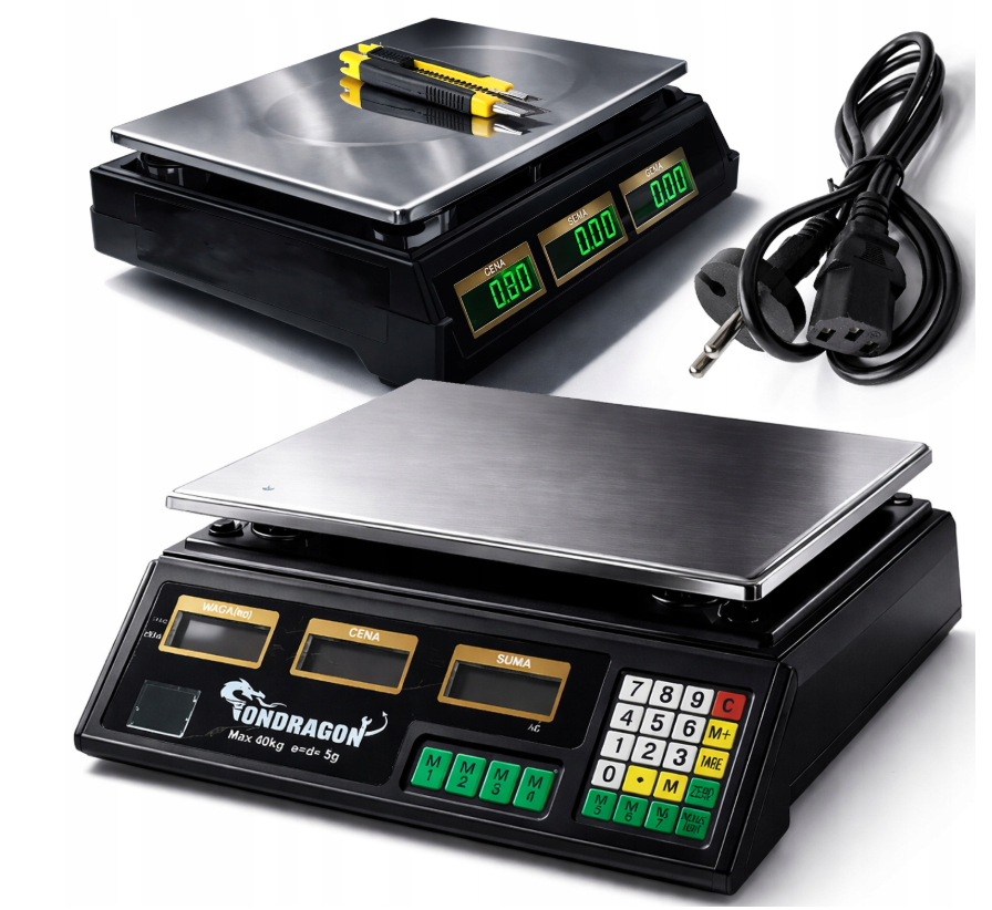 Elektronická obchodní váha ONDRAGON 40 kg – celkový pohled