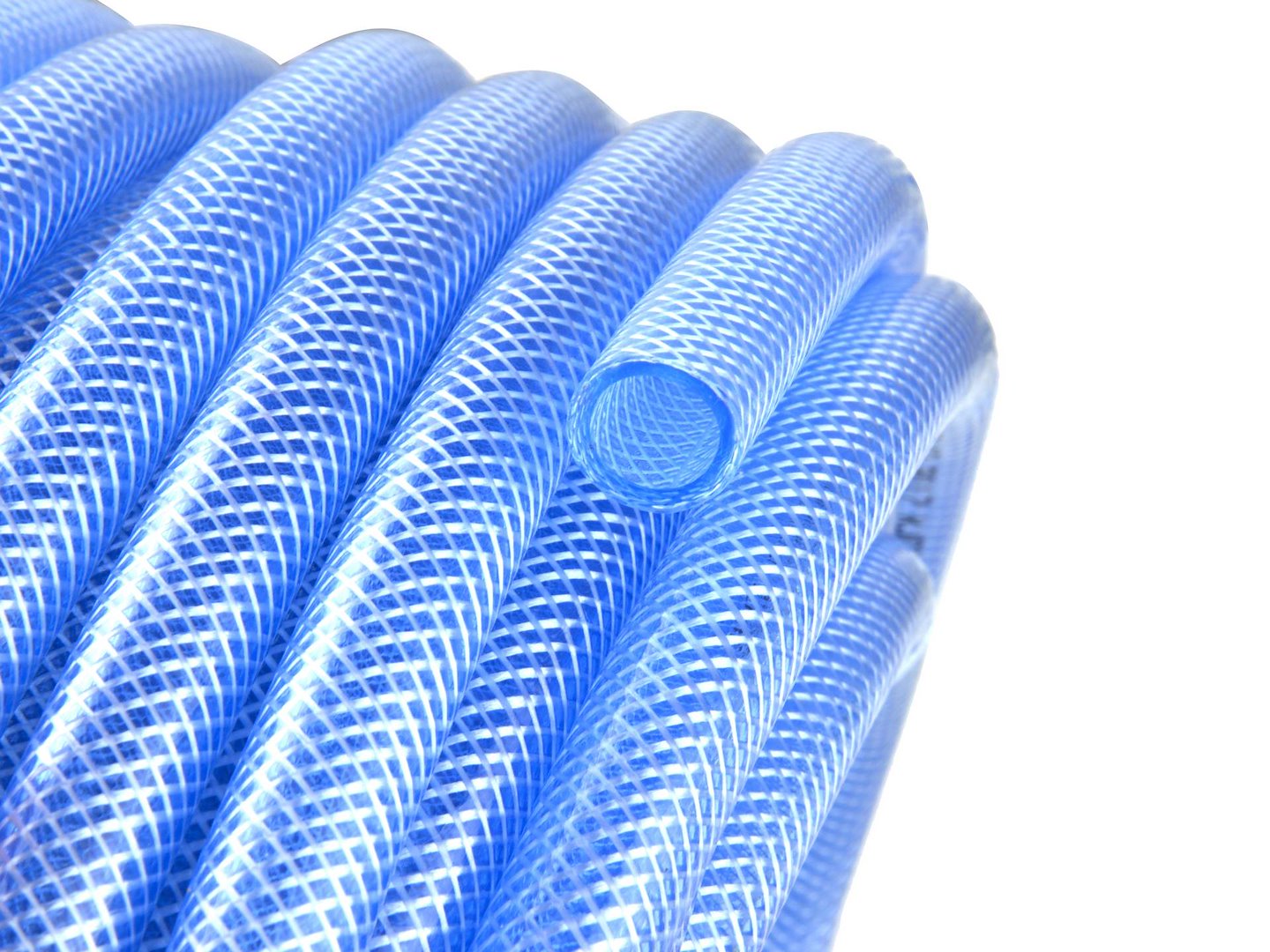 Technická hadice 12,5x3mm s transparentním spojem, modrá, 1 m / 50 m — V provozu