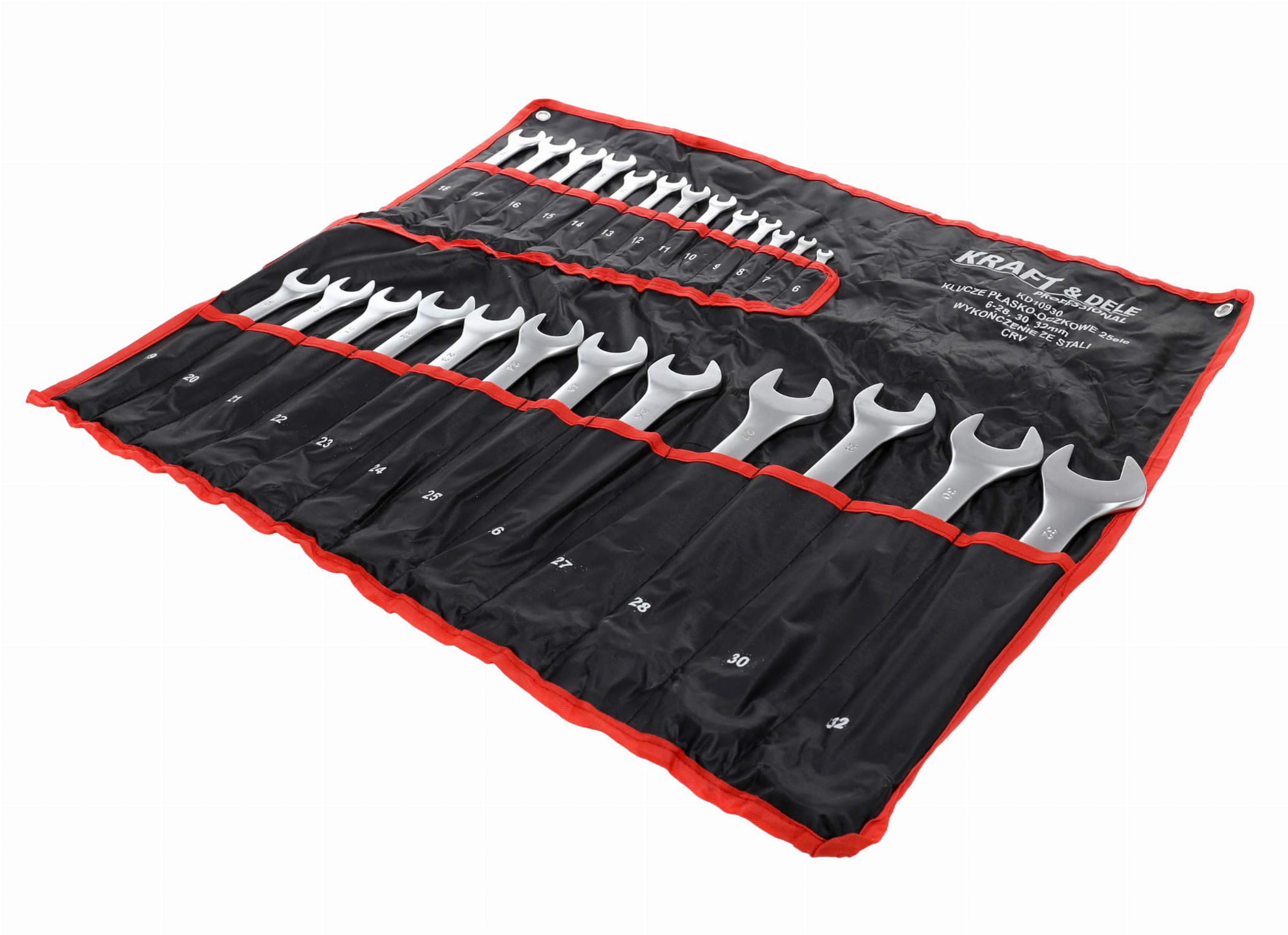 Kraft&Dele KD10930 ploché klíče s okem — detail CrV materiálu a povrchové úpravy