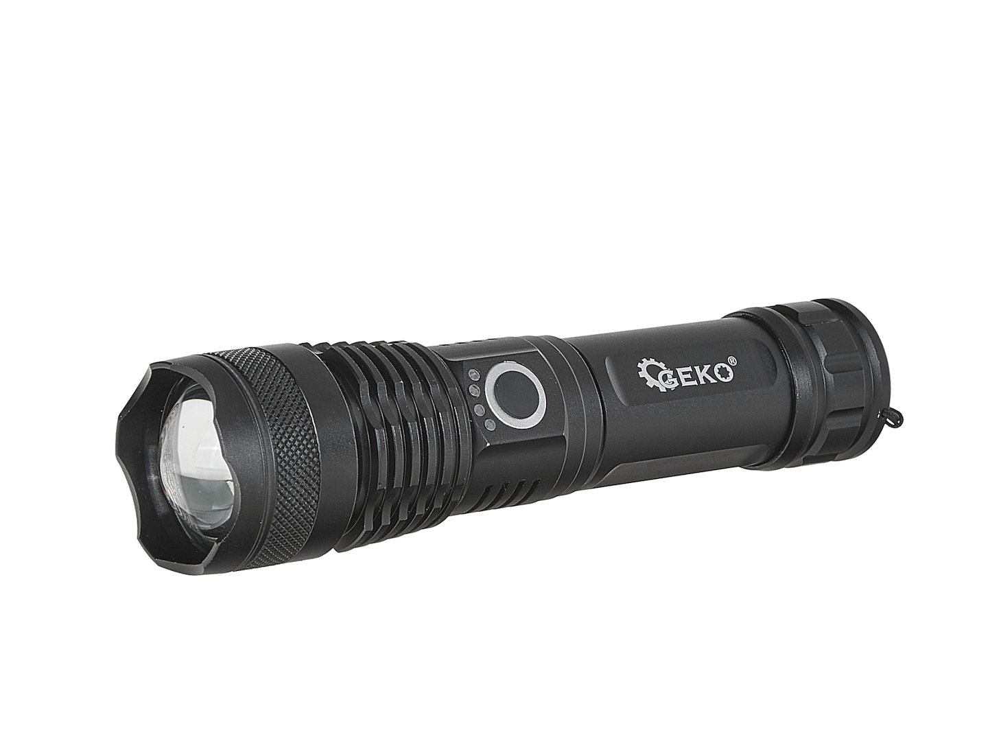 Taktická LED svítilna GEKO XHP50 15W 1500lm s akumulátorem 1800mAh - voděodolná IPX3 5