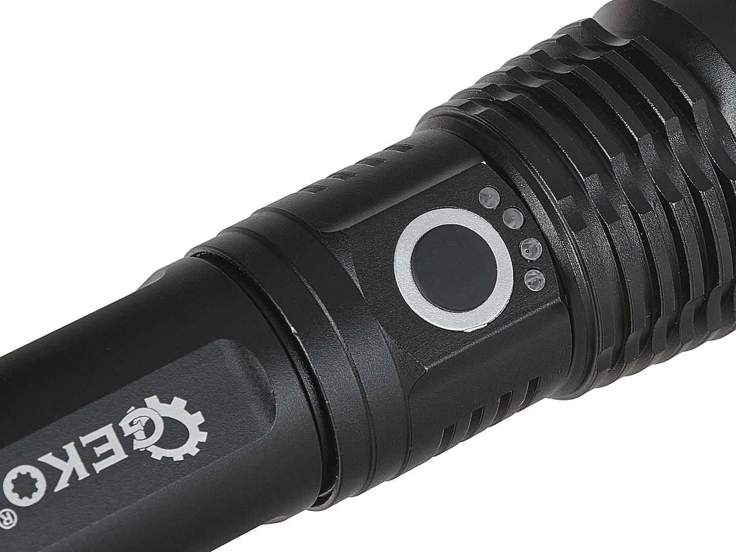 Taktická LED svítilna GEKO XHP50 15W 1500lm s akumulátorem 1800mAh - voděodolná IPX3 6