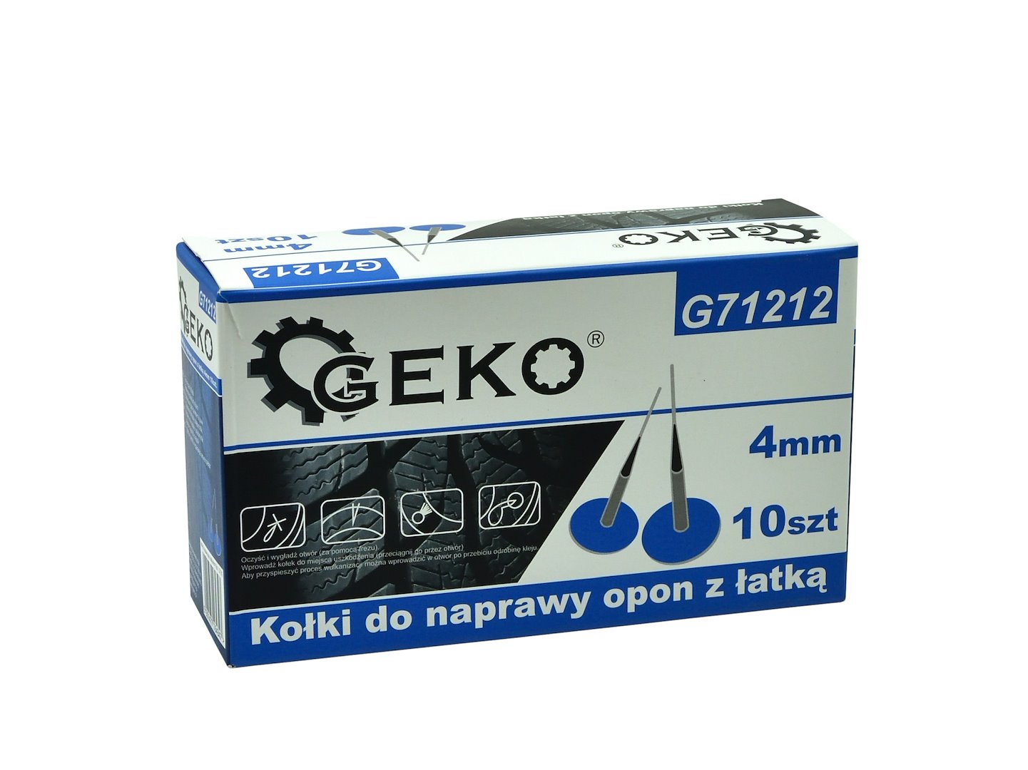 Kolíčky na opravu pneumatik Geko 4 mm s náplastí – sada 10 ks pro rychlou opravu defektu 3