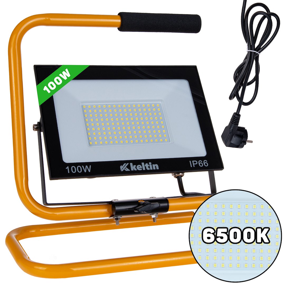 LED reflektor 100W Geko se stativem 10000 lm studená bílá 6500K pro dílny a stavby 1