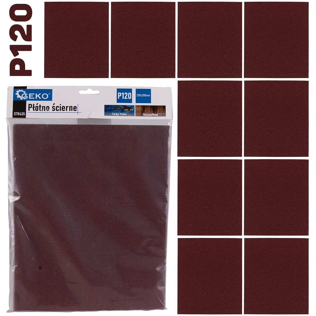 Brusné plátno Geko 230×280 mm P120 - 10 ks pro profesionální dokončovací práce 1