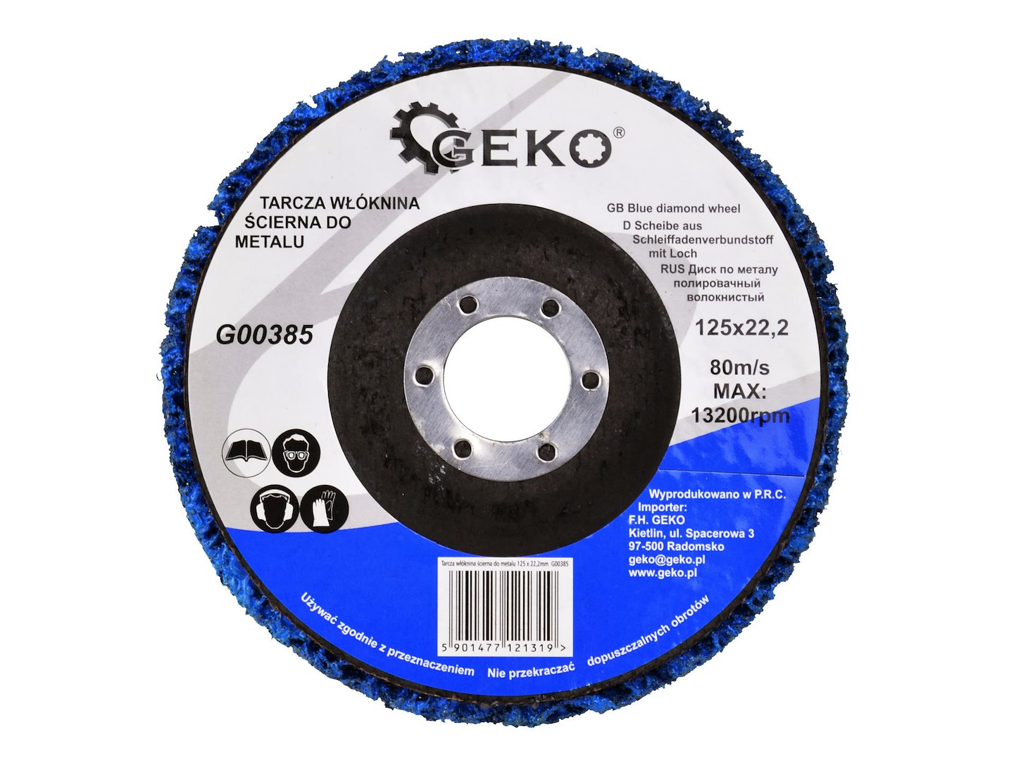 Brusný kotouč Geko 125 x 22,2 mm z netkané textilie na kov - profesionální kvalita pro brušení a čištění 3