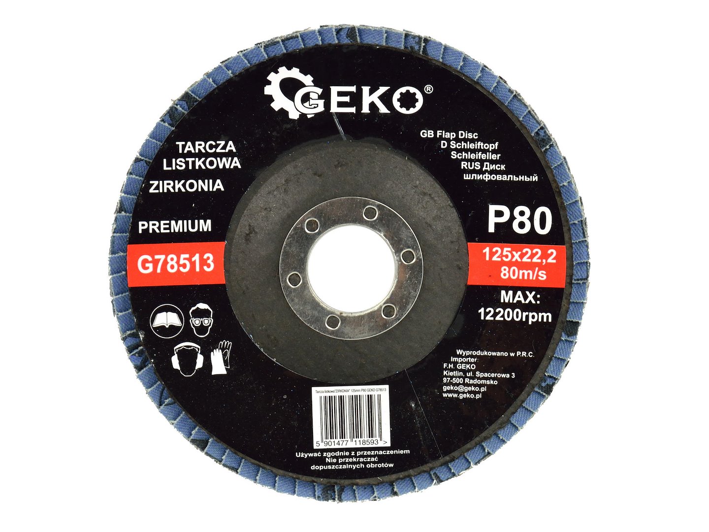Listový kotouč GEKO CYRKON 125 mm P80 - balení 10 ks pro univerzální broušení kovů a dřeva 1