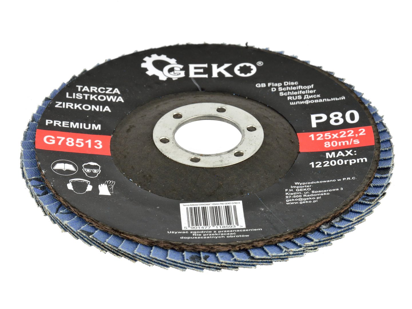 Listový kotouč GEKO CYRKON 125 mm P80 - balení 10 ks pro univerzální broušení kovů a dřeva 3