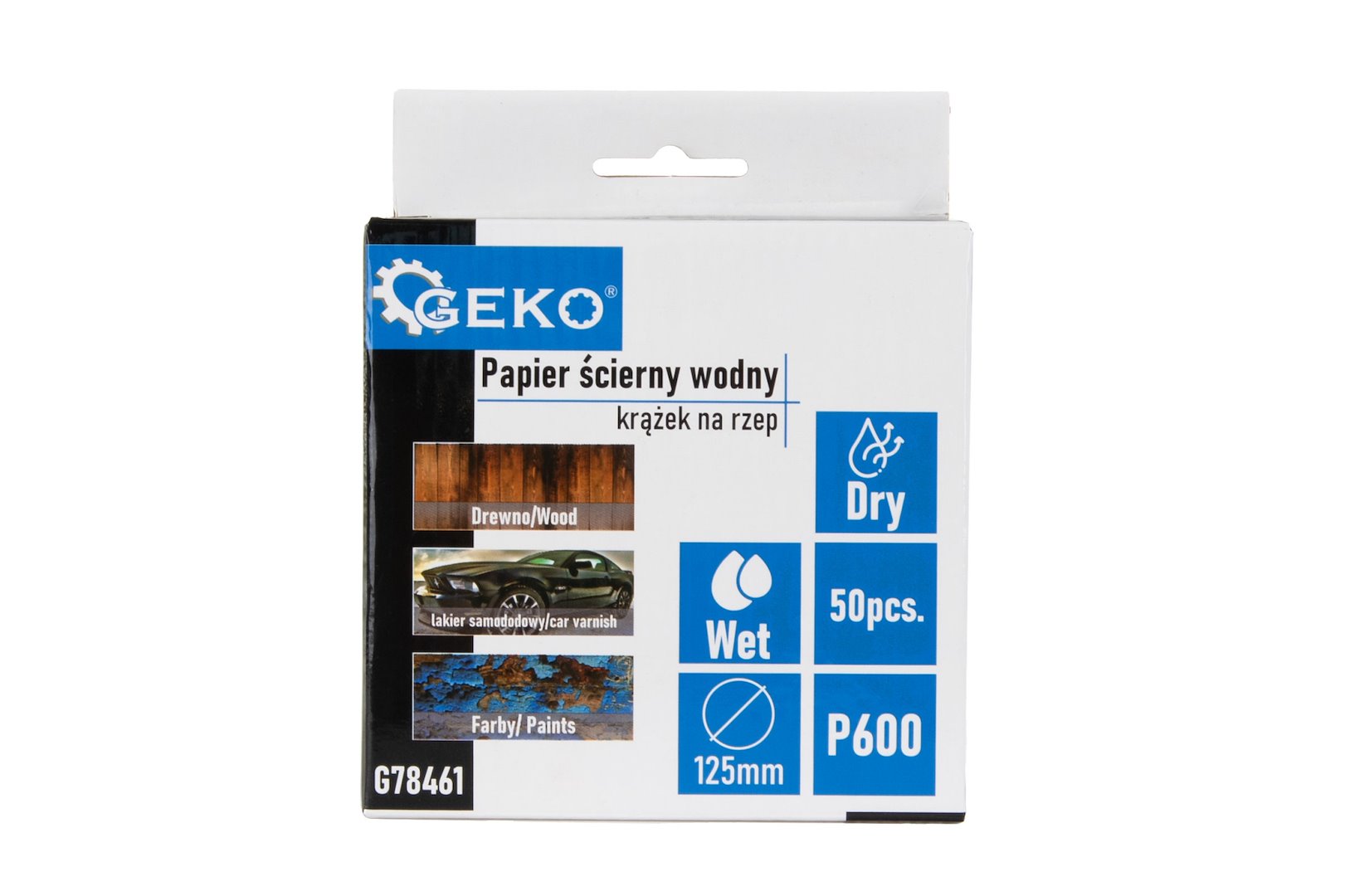 Vodní brusný papír Geko 125mm P600 - kotouč na suchý zip pro jemné broušení 2