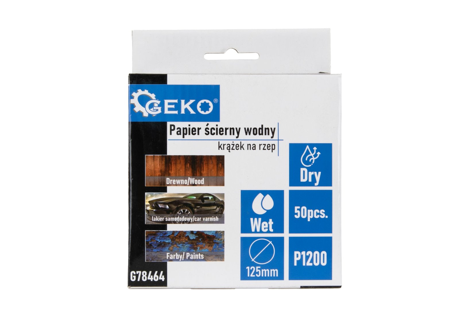Vodní brusný papír GEKO 125 mm P1200 na suchý zip - ultra jemné broušení pro profesionální dokončování (50/1000 ks) 2
