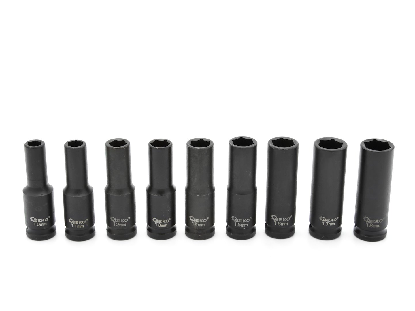 Sada dlouhých nástrčných klíčů Geko 1/2" 10–32 mm, 16 kusů – CrV ocel 2