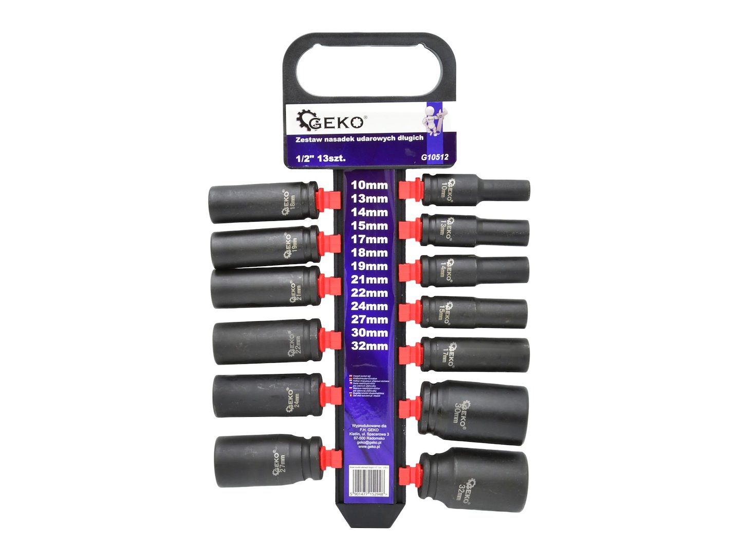 Sada dlouhých nástrčných klíčů Geko 1/2" 13 kusů - profesionální CrV ocel pro automotive a dílnu 1