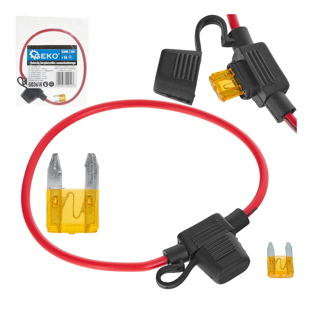 Zásuvka pro pojistku Geko 19mm 25A s pojistkou 5A - automobilová elektrická ochrana 1