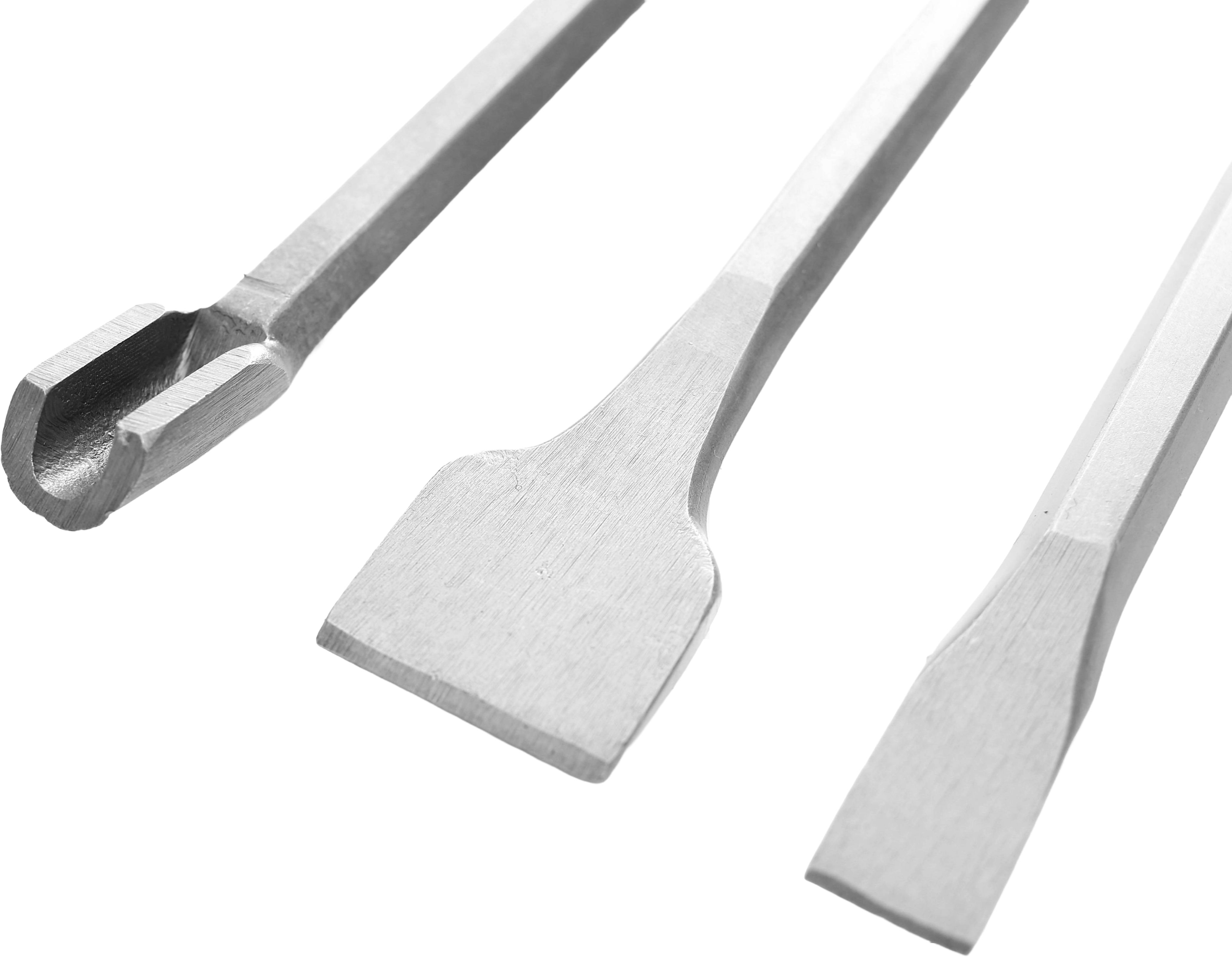 Sada 4 sekáčů na beton SDS+ KD10208 – typy profilů sekáčů