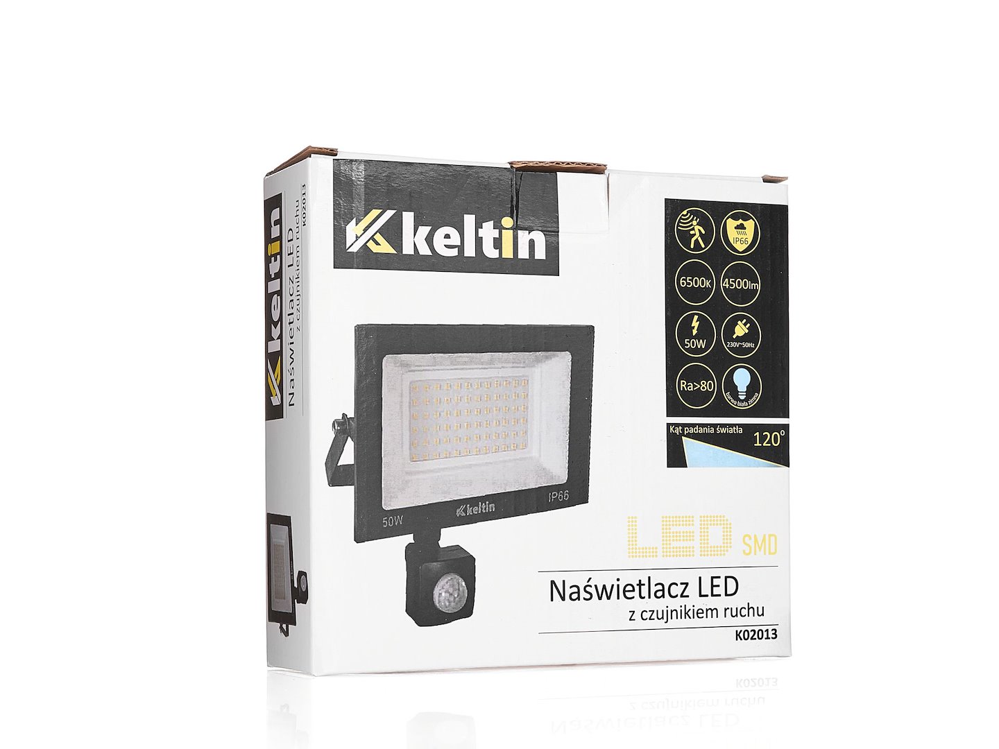 LED světlomet 50W s pohybovým senzorem GEKO – studená bílá 6500K, venkovní osvětlení 7