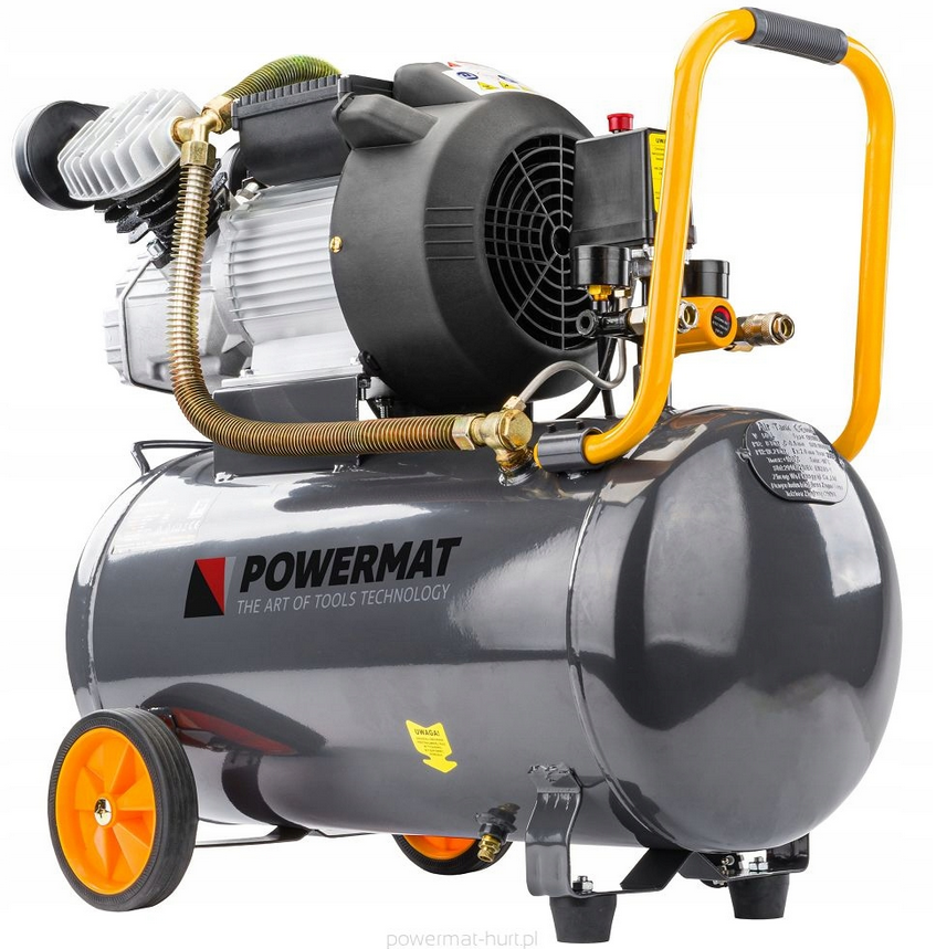 Powermat olejový kompresor 50 l – regulátor tlaku a rychlospojky