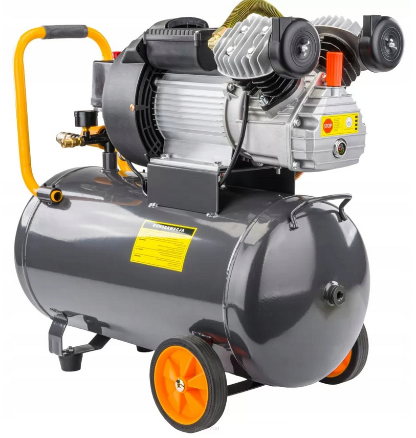 Powermat olejový kompresor 50 l – pojízdná kolečka a madlo