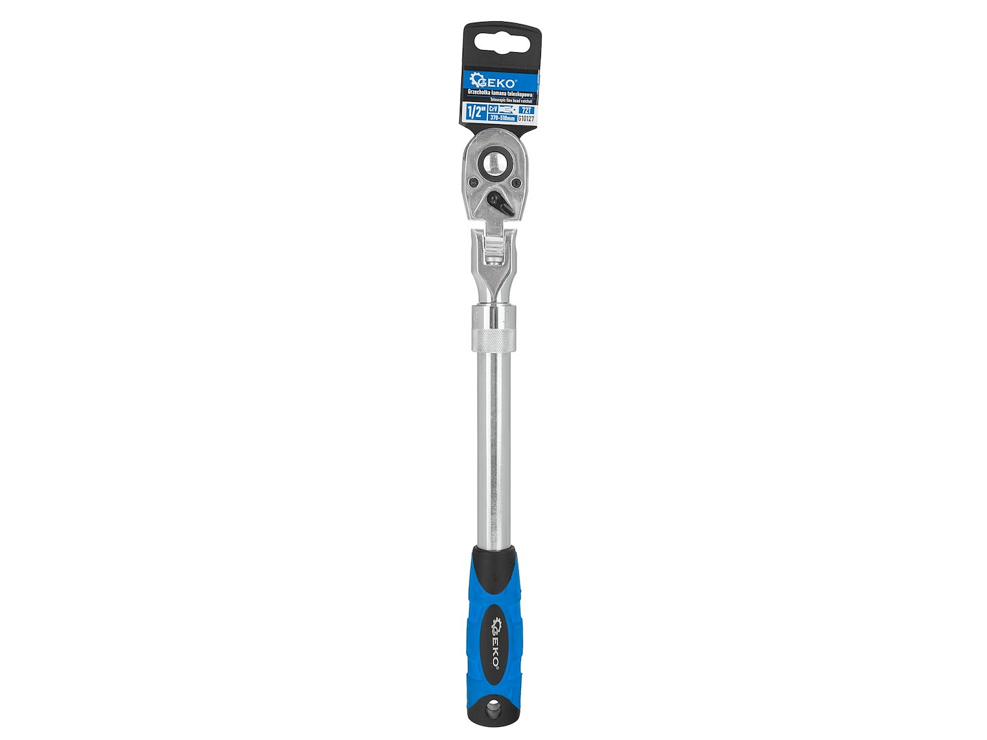 Teleskopická ráčna Geko 1/2" 370-510 mm s lámací hlavou 72 zubů CrV ocel 5