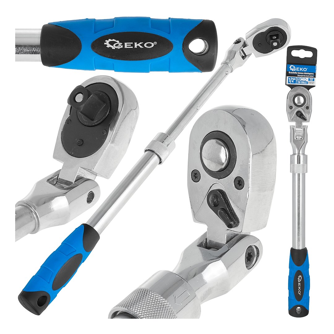 Teleskopická ráčna Geko 1/2" 370-510 mm s lámací hlavou 72 zubů CrV ocel 1