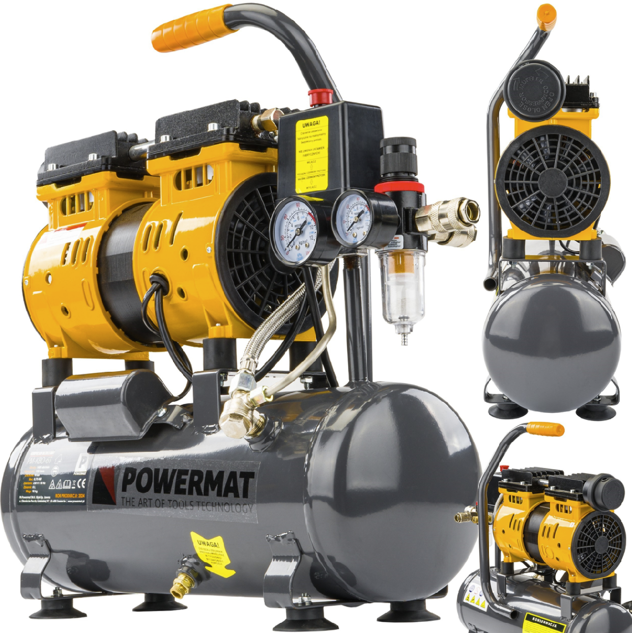 Bezolejový tichý kompresor Powermat 6l – celkový pohled