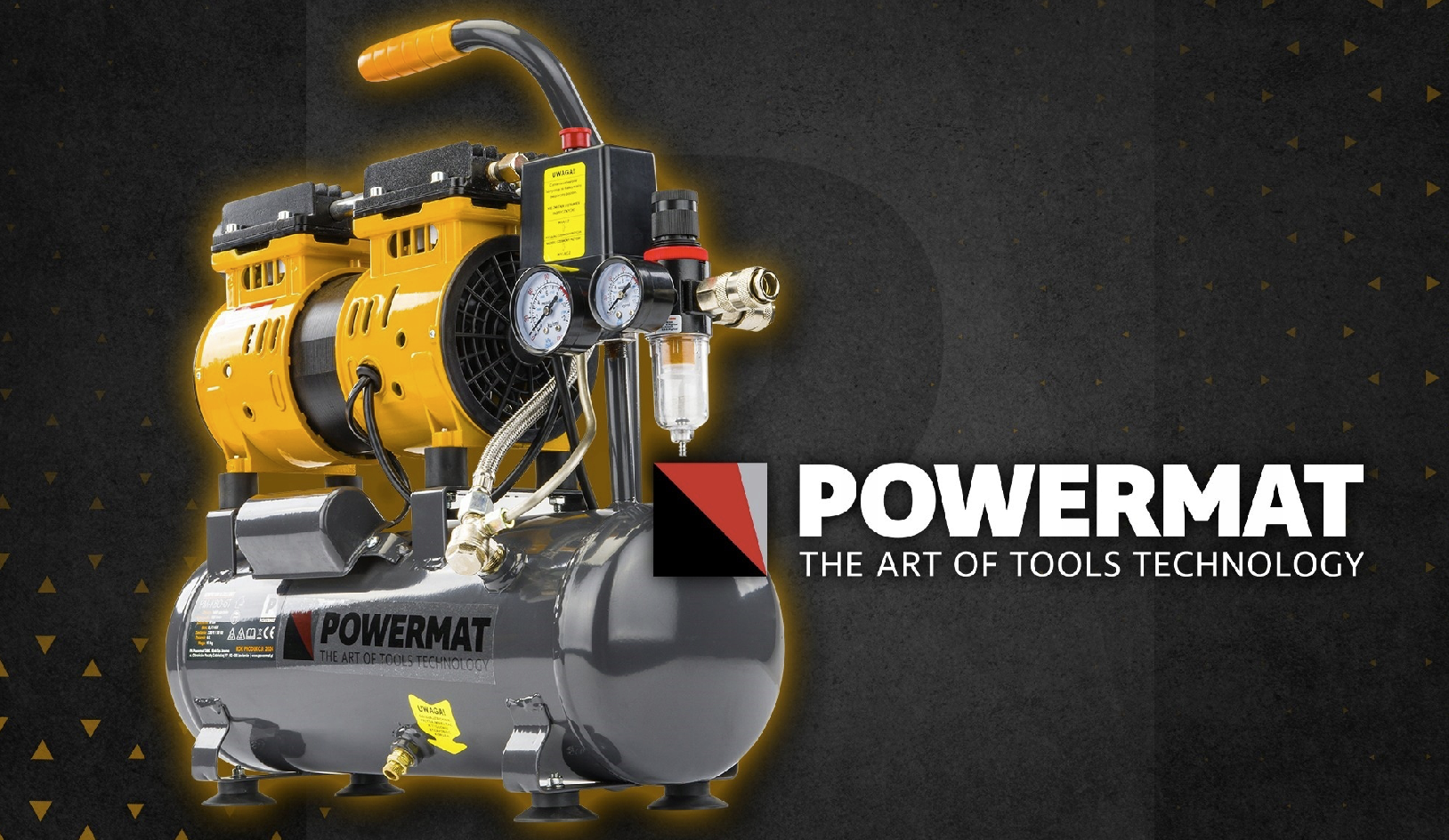 Bezolejový tichý kompresor Powermat 6l – ovládací panel