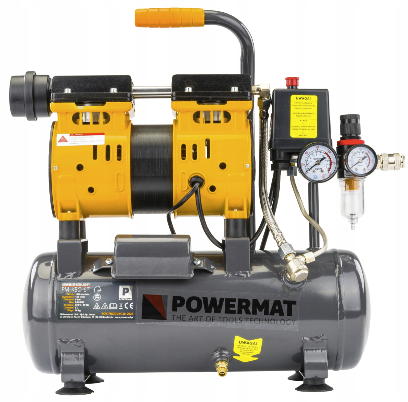 Bezolejový tichý kompresor Powermat 6l – separátor kondenzátu