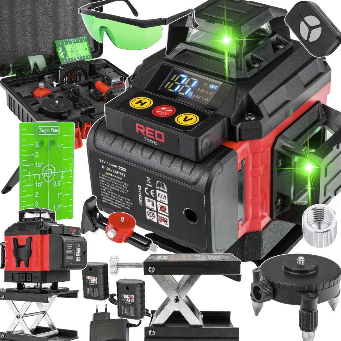 Křížový laser 4D 360° zelený RT-PLK0036 – celkový pohled