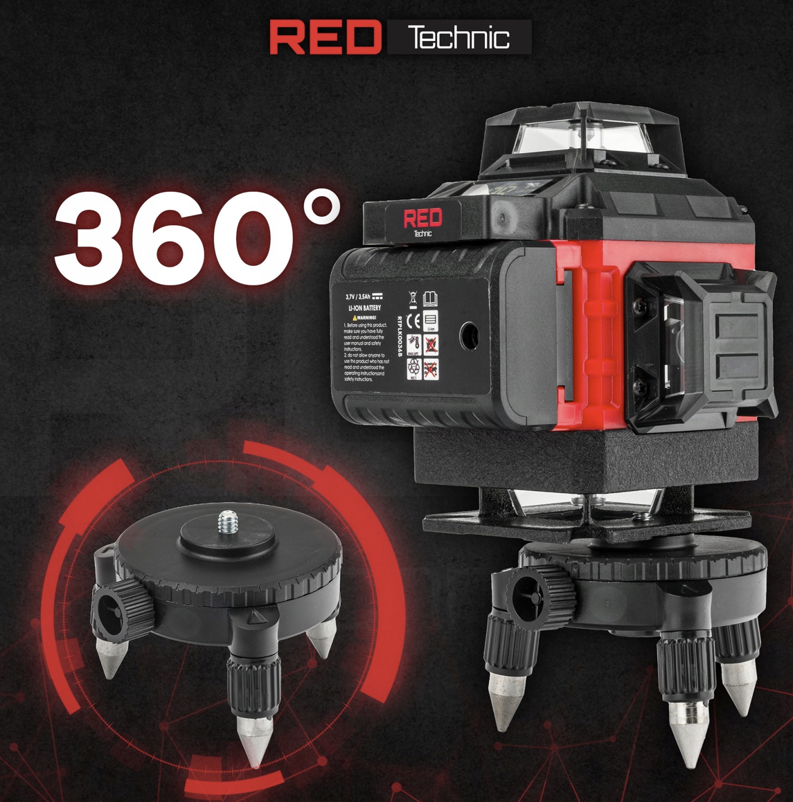 Křížový laser 4D 360° zelený RT-PLK0036 – kompletní sada