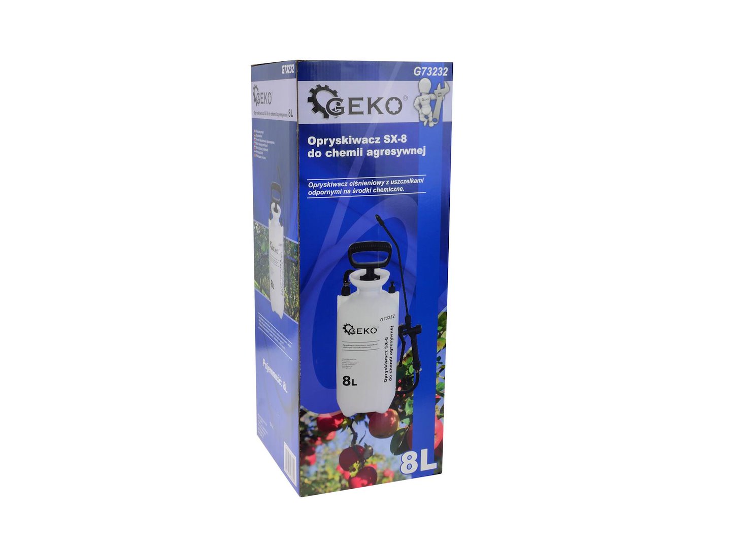 Postřikovač Geko SX-8 pro agresivní chemie 8L - odolný tlakový rozprašovač pro profesionální použití 7