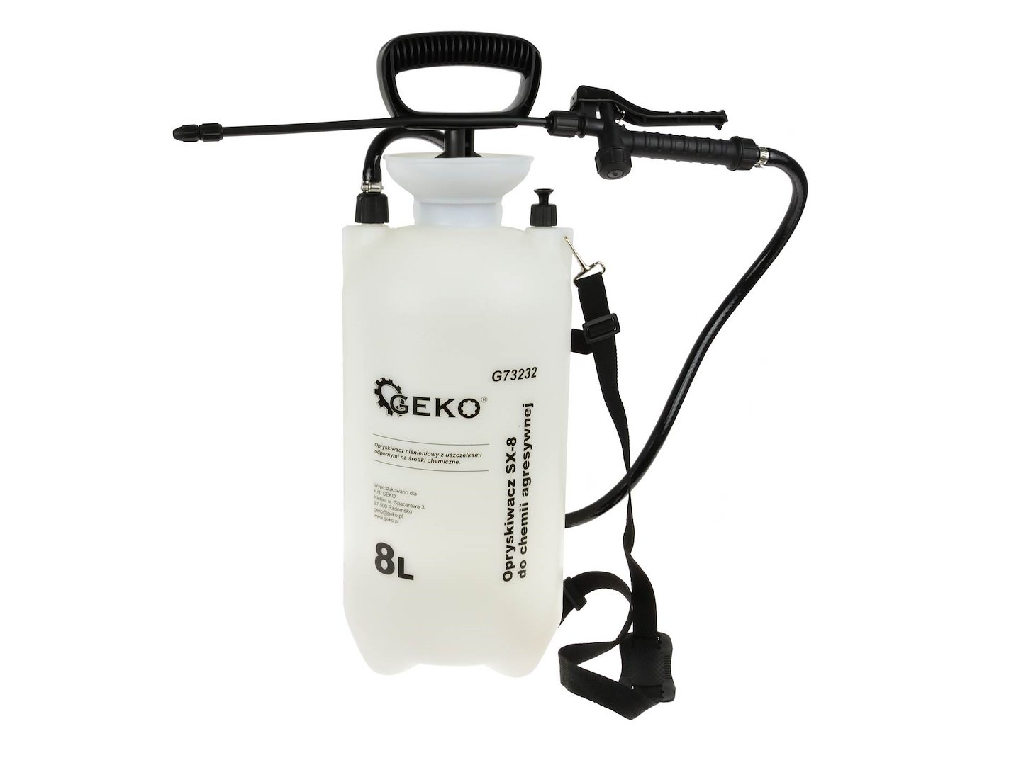 Postřikovač Geko SX-8 pro agresivní chemie 8L - odolný tlakový rozprašovač pro profesionální použití 1
