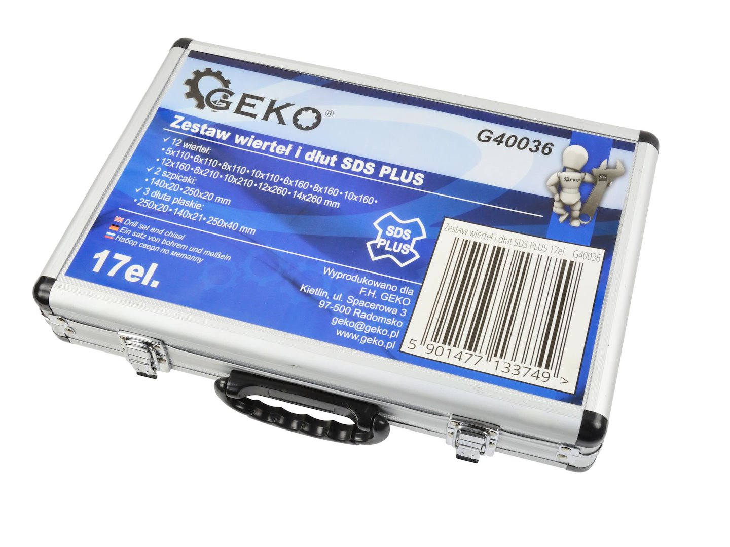 Geko sada vrtáků a sekáčů SDS PLUS 17 kusů v hliníkovém kufříku G40036 5