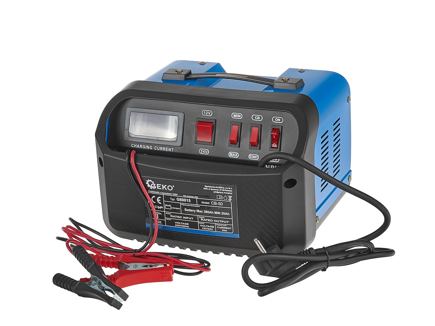 Nabíječka s funkcí startování Geko CB-50 12/24V 20-380 Ah - profesionální nabíječka pro auta, traktory, nákladní vozy 3