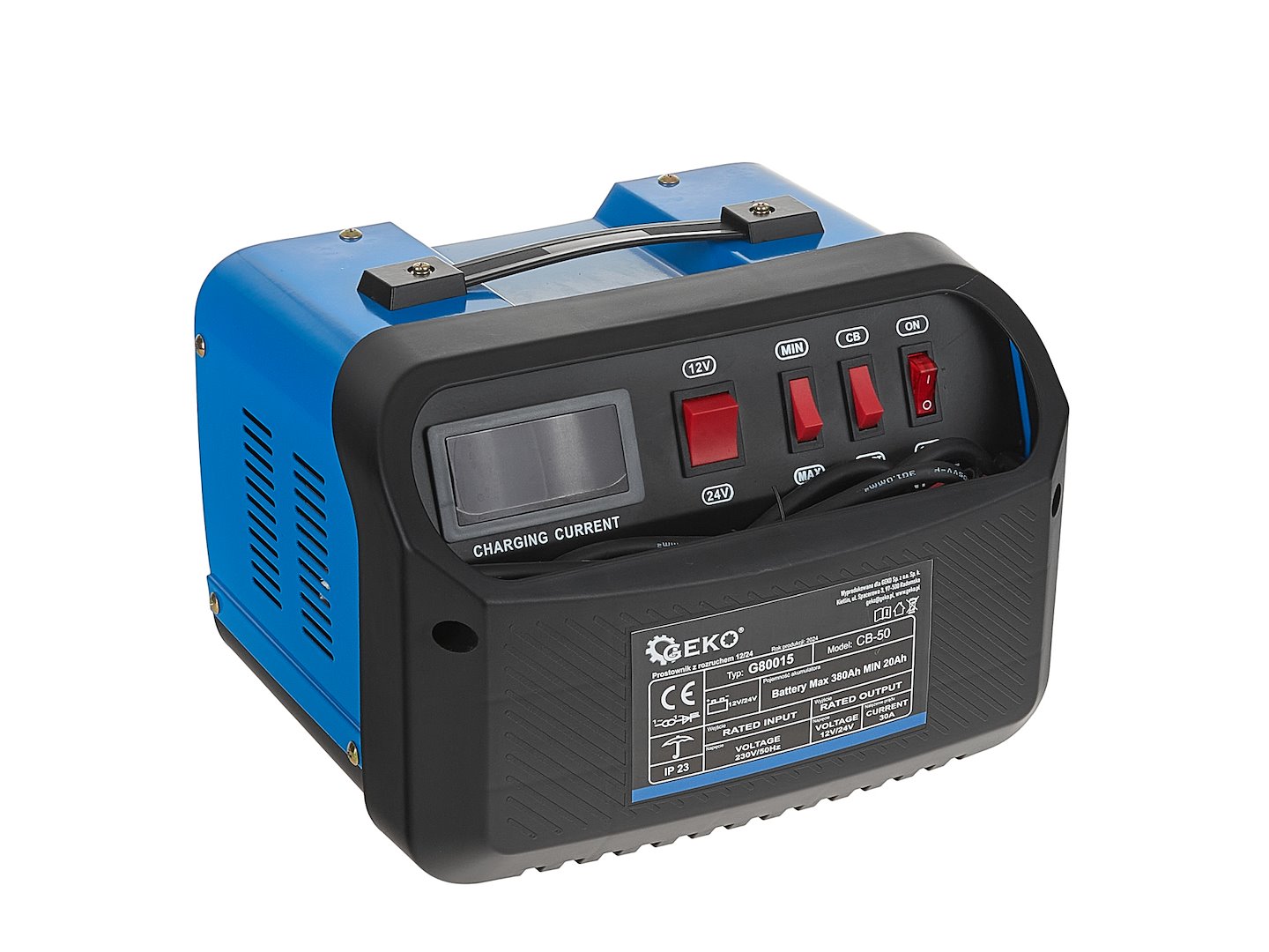 Nabíječka s funkcí startování Geko CB-50 12/24V 20-380 Ah - profesionální nabíječka pro auta, traktory, nákladní vozy 5