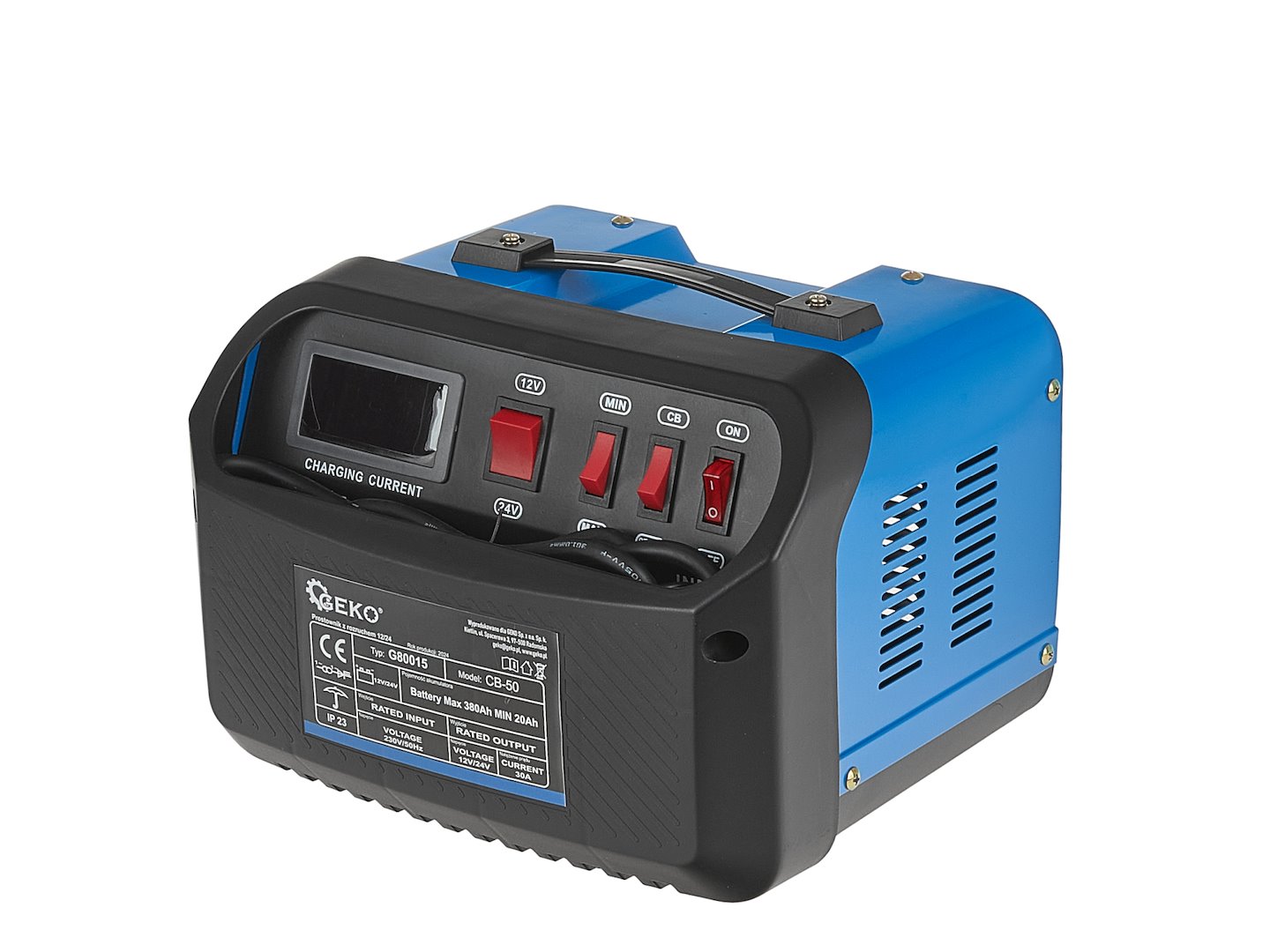Nabíječka s funkcí startování Geko CB-50 12/24V 20-380 Ah - profesionální nabíječka pro auta, traktory, nákladní vozy 6