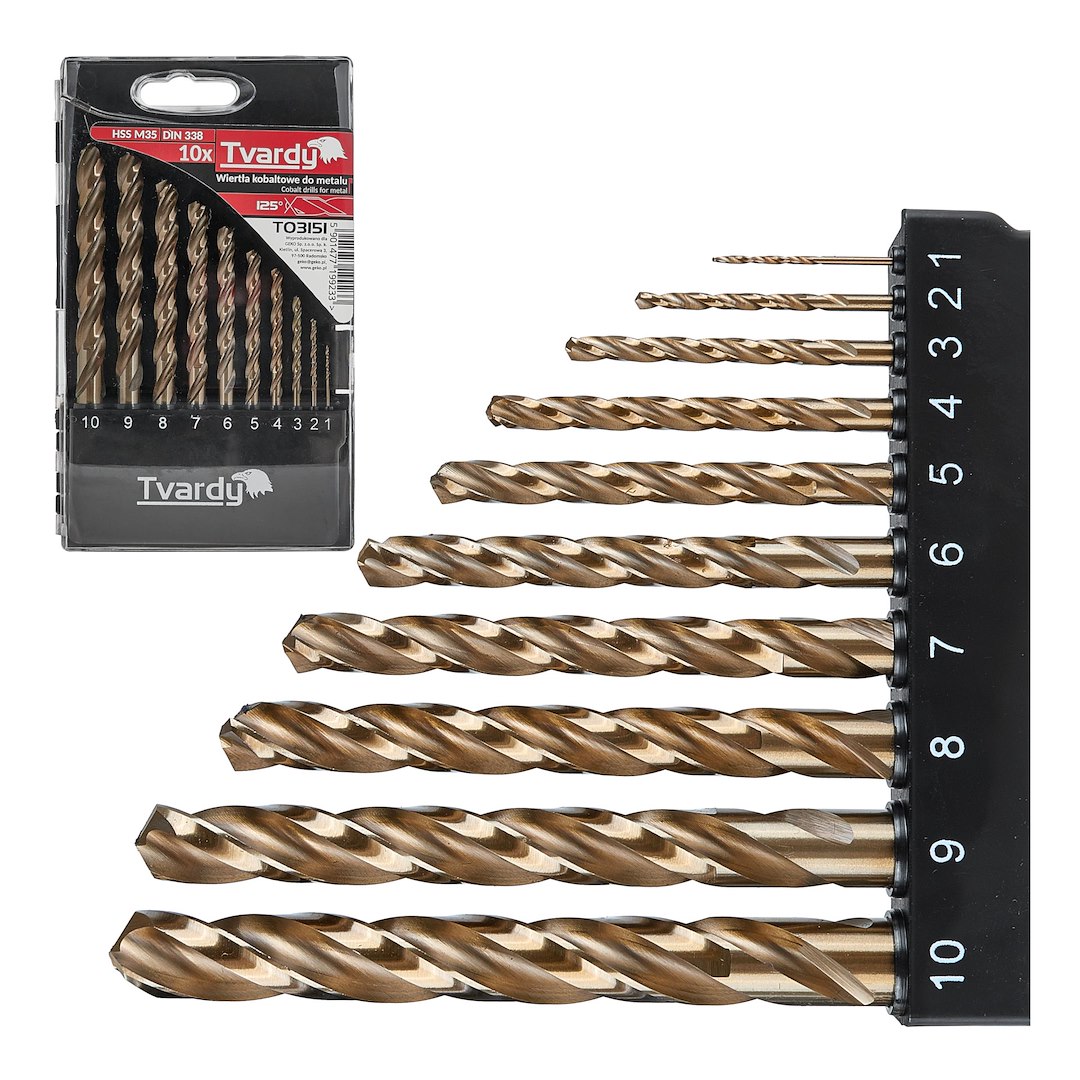 Sada kobaltových vrtáků Geko HSS M35 10 ks (1-10 mm) pro tvrdé kovy 1