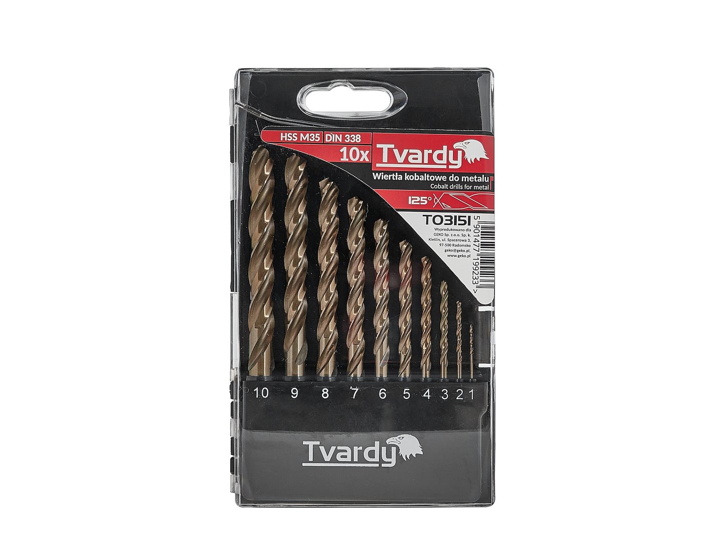 Sada kobaltových vrtáků Geko HSS M35 10 ks (1-10 mm) pro tvrdé kovy 5