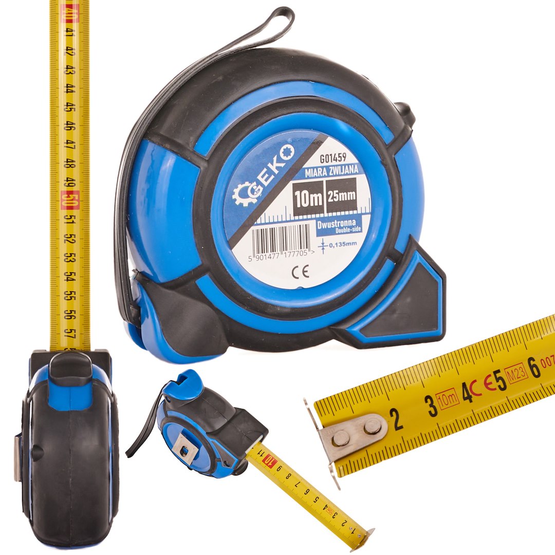 Svinovací metr Geko 10m × 25mm oboustranný s magnetickým háčkem 1