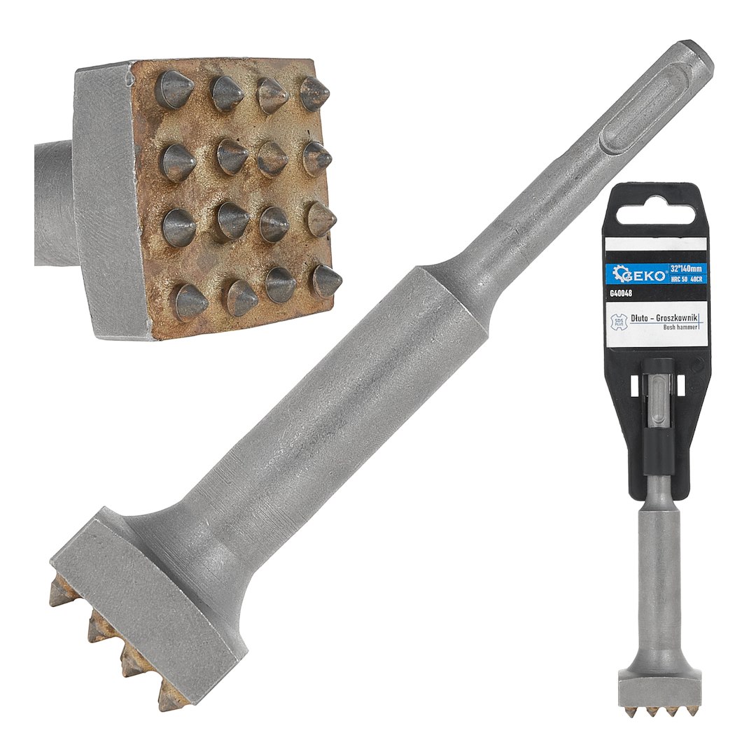 Sekáč drážkovač SDS Plus Geko 32×32 mm, délka 140 mm – kalená ocel 40CR 1