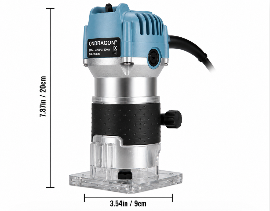 Ořezávací frézka ONDRAGON 800 W — celkový pohled