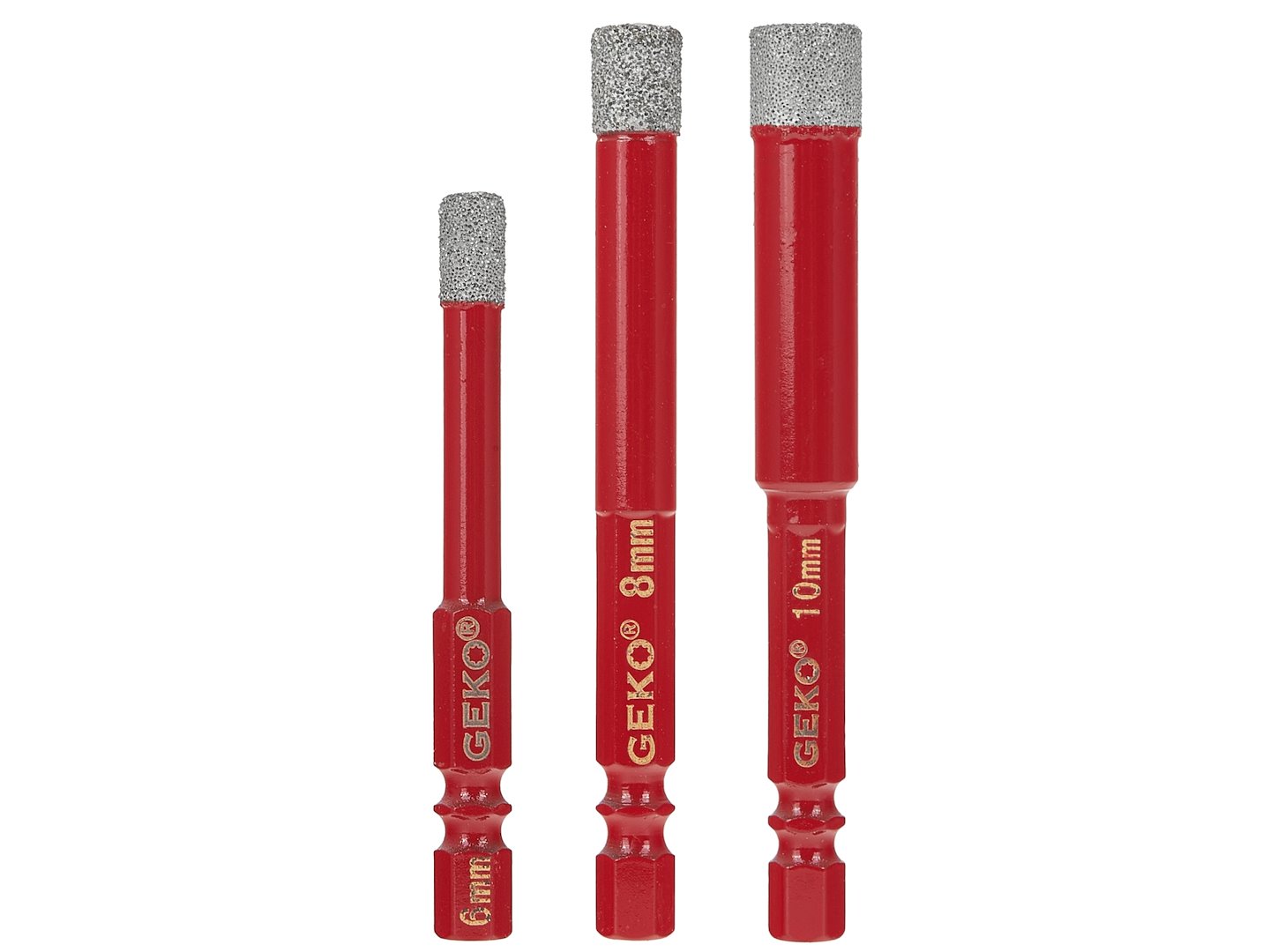 Sada diamantových vrtáků do gresu 6–10 mm, 3 ks, HEX 1/4