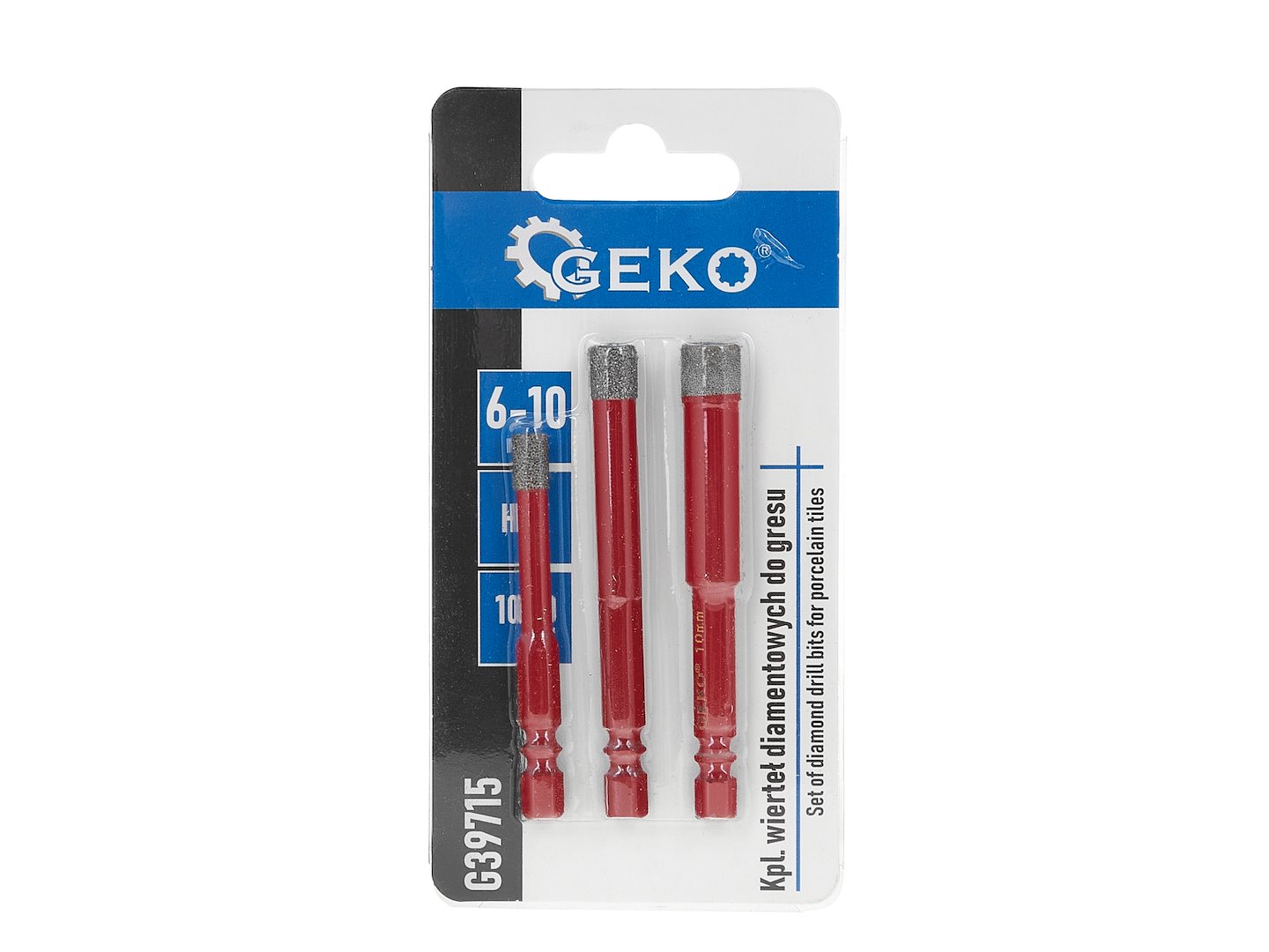 Sada diamantových vrtáků do gresu 6–10 mm, 3 ks, HEX 1/4
