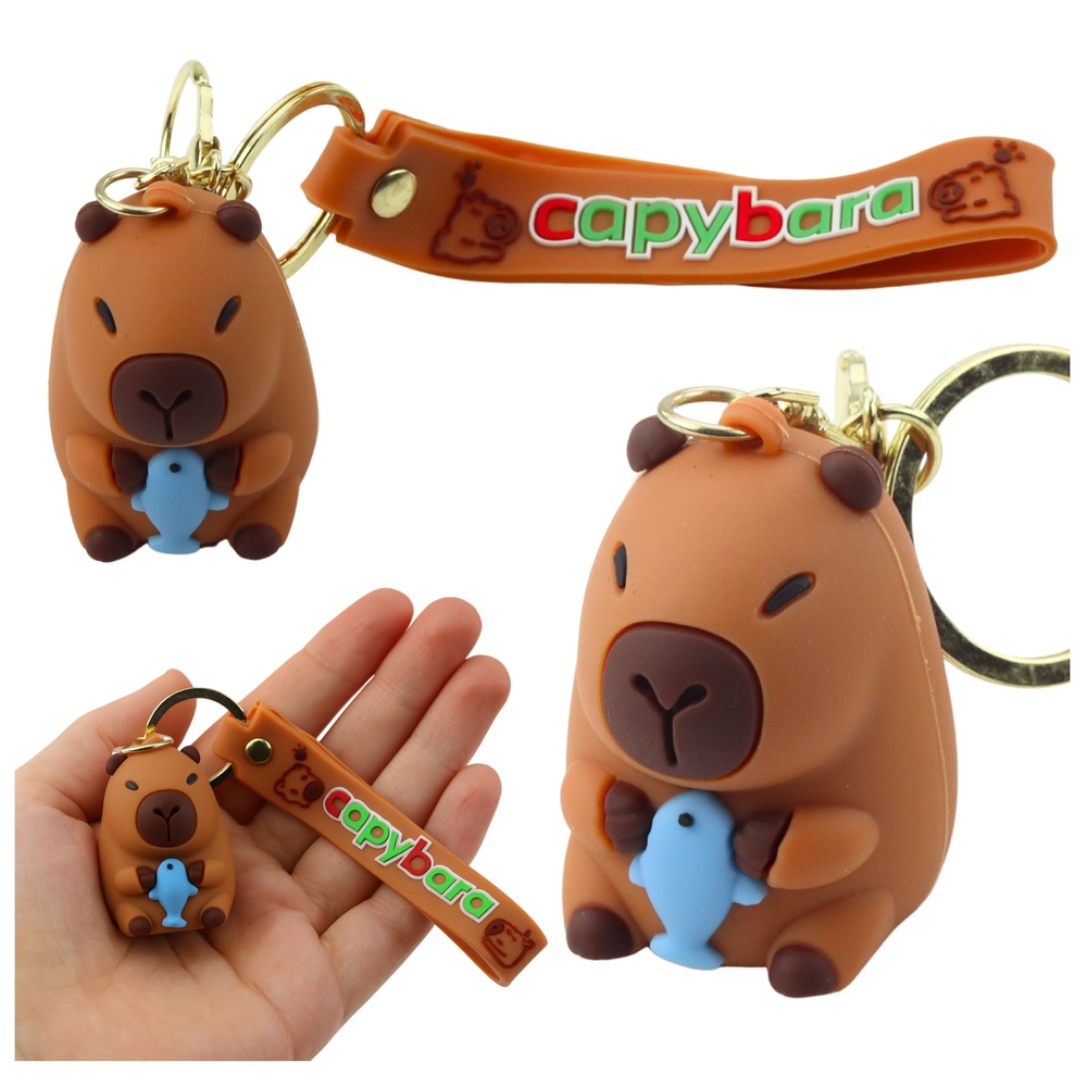 Silikonový brelok LEAN Toys s kapibarou a delfínem – bezpečný doplněk pro děti od 3 let — Celkový pohled